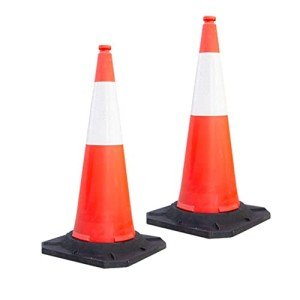 2 Pcs Traffic Safety Cone PPC with PVC Base - 100 CM (40") | Road Safety Reflective Traffic Cone | High Visibility Red Street Cone | Portable Wind Resistant Outdoor Cone with Black Base