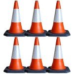 High Visibility Reflective Orange Traffic Cones 75cm Large Self Weighted Heavy Duty Base Street Safety Cone Indoor and Outdoor Use, Portable & Wind Resistant (1)
