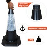 Street Solutions - 5 x 750mm Black Road Traffic Cones - Self Weighted - Premium Quality Safety Cone - Strong and Durable - with Extremely Low Centre of Gravity