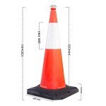2 Pcs Traffic Safety Cone PPC with PVC Base - 100 CM (40") | Road Safety Reflective Traffic Cone | High Visibility Red Street Cone | Portable Wind Resistant Outdoor Cone with Black Base