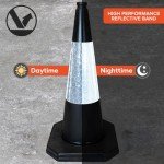 Street Solutions - 5 x 750mm Black Road Traffic Cones - Self Weighted - Premium Quality Safety Cone - Strong and Durable - with Extremely Low Centre of Gravity
