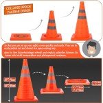 18'' inch Collapsible Traffic Safety Cones, 4 pcs Multi Purpose Pop-up Cones with Reflective Collar for Road Parking, Driving Practice