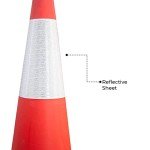 2 Pcs Traffic Safety Cone PPC with PVC Base - 100 CM (40") | Road Safety Reflective Traffic Cone | High Visibility Red Street Cone | Portable Wind Resistant Outdoor Cone with Black Base