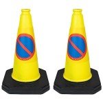 2 x 460mm 1-Piece High "No Waiting" Traffic Cones in Yellow - Strong and Durable Outdoor Cones with Very Low Centre of Gravity - U.K Made Safety Cones