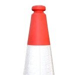 2 Pcs Traffic Safety Cone PPC with PVC Base - 100 CM (40") | Road Safety Reflective Traffic Cone | High Visibility Red Street Cone | Portable Wind Resistant Outdoor Cone with Black Base