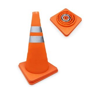 Pop-Up Safety Traffic Cone Portable, Collapsible Safety Cone Emergency Road Parking Cones Lightweight Foldable Safety Cone with Reflective Strips (18" Reflective Safety Cone)