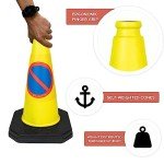 2 x 460mm 1-Piece High "No Waiting" Traffic Cones in Yellow - Strong and Durable Outdoor Cones with Very Low Centre of Gravity - U.K Made Safety Cones