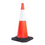2 Pcs Traffic Safety Cone PPC with PVC Base - 100 CM (40") | Road Safety Reflective Traffic Cone | High Visibility Red Street Cone | Portable Wind Resistant Outdoor Cone with Black Base
