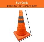 Pop-Up Safety Traffic Cone Portable, Collapsible Safety Cone Emergency Road Parking Cones Lightweight Foldable Safety Cone with Reflective Strips (18" Reflective Safety Cone)