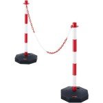 VEVOR Adjustable Traffic Delineator Post Cones, 2 Pack, Traffic Safety Delineator Barrier with Fillable Base 8FT Chain, for Traffic Control Warning Parking Lot Construction Caution Roads, Red & White