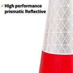 50CM Traffic Cone | PE Road Traffic Safety Cone | High Visibility Red Street Cone | Portable Wind Resistant Traffic Cone with Black Base (1 Pcs)