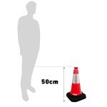 50CM Traffic Cone | PE Road Traffic Safety Cone | High Visibility Red Street Cone | Portable Wind Resistant Traffic Cone with Black Base (1 Pcs)