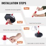 VEVOR Adjustable Traffic Delineator Post Cones, 2 Pack, Traffic Safety Delineator Barrier with Fillable Base 8FT Chain, for Traffic Control Warning Parking Lot Construction Caution Roads, Red & White