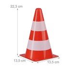 Relaxdays Set of 10 Safety Cones, Stackable, Field & Track Cones, Markers, Pylons, 22 cm, Orange/White