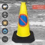 6 x 460mm 1-Piece High "No Waiting" Traffic Cones in Yellow - Strong and Durable Outdoor Cones with Very Low Centre of Gravity - U.K Made Safety Cones