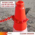 Street Solutions - Cone Chain Barrier Kit, 5 x 750mm Road Cones, 5 x Chain holders, 5 x Chains - Traffic Road Cone - Strong and Durable Cone (Orange)