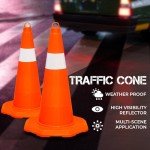 Unbreakable Traffic Cone 50CM (20 Inch) | Durable PVC Orange Traffic Safety Cone with Reflective Collar | High Intensity Reflective Traffic Cone For Road Safety