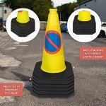 6 x 460mm 1-Piece High "No Waiting" Traffic Cones in Yellow - Strong and Durable Outdoor Cones with Very Low Centre of Gravity - U.K Made Safety Cones
