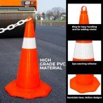 Unbreakable Traffic Cone 50CM (20 Inch) | Durable PVC Orange Traffic Safety Cone with Reflective Collar | High Intensity Reflective Traffic Cone For Road Safety