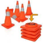 AKOLAFE 4 Pack Pop Up Safety Cones 18'' Collapsible Cones Reflective Road Traffic Cones 45CM Emergency Breakdown Orange Parking Cones Security Cones