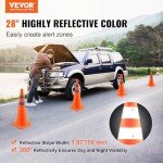 VEVOR H70-4 Safety 4 Pack 28 inch Collapsible, Construction Cones with Reflective Collars, Wide Base and A Storage Bag, for Traffic Control, Driving Training, Parking Lots, Red