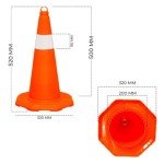 Unbreakable Traffic Cone 50CM (20 Inch) | Durable PVC Orange Traffic Safety Cone with Reflective Collar | High Intensity Reflective Traffic Cone For Road Safety