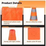 SWEWARM 28" Collapsible Traffic Safety Cones, 4Pcs Multi-Purpose Pop-up Cones with Reflective Strips and Stable Bases, Orange Construction Cones for Road Parking, Driving Practice (28inch)
