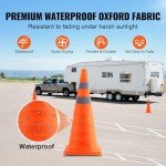 VEVOR H70-4 Safety 4 Pack 28 inch Collapsible, Construction Cones with Reflective Collars, Wide Base and A Storage Bag, for Traffic Control, Driving Training, Parking Lots, Red