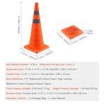 VEVOR H70-4 Safety 4 Pack 28 inch Collapsible, Construction Cones with Reflective Collars, Wide Base and A Storage Bag, for Traffic Control, Driving Training, Parking Lots, Red