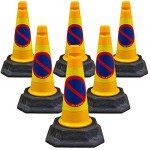 Street Solutions - 6 x"No Waiting" Road Traffic Cones 18" (460mm) Self Weighted Safety Cone - 100% Recycled PVC - High Quality, Heavy Duty, Strong and Durable