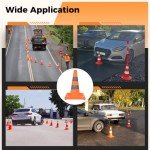 SWEWARM 28" Collapsible Traffic Safety Cones, 4Pcs Multi-Purpose Pop-up Cones with Reflective Strips and Stable Bases, Orange Construction Cones for Road Parking, Driving Practice (28inch)