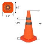 18'' inch Collapsible Traffic Safety Cones with Weighted Base, 1 pcs Multi Purpose Pop-up Cones with Reflective Collar for Road Parking, Driving Practice - Sturdy Design (1, 18'')