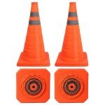 4 Pack 18 inch Collapsible Safety Cones, Orange Road Parking Cones, Pop-up Cones with Reflective Strips and Stable Bases for Road Parking, Driving Practice