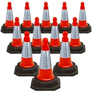Street Solutions UK - 12 x 460mm Tall Traffic Cone Reflective Sleeve For Indoor And Outdoor Usage, Self Weighted Cones Are Manufactured In The UK Orange