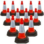Street Solutions UK - 12 x 460mm Tall Traffic Cone Reflective Sleeve For Indoor And Outdoor Usage, Self Weighted Cones Are Manufactured In The UK Orange