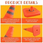 4 Pack 18 inch Collapsible Safety Cones, Orange Road Parking Cones, Pop-up Cones with Reflective Strips and Stable Bases for Road Parking, Driving Practice