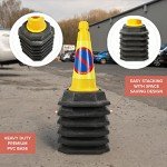 Street Solutions - 6 x"No Waiting" Road Traffic Cones 18" (460mm) Self Weighted Safety Cone - 100% Recycled PVC - High Quality, Heavy Duty, Strong and Durable