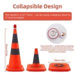 Sinoer 4Pack 70cm Collapsible Traffic Cones/Traffic Cone Sign/Multi Purpose Pop up Reflective Safety Cone,OrangeSize : 28 inch /70cm)