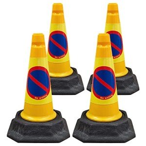 Street Solutions - 4 x No Waiting Road Traffic Cones 18" (460mm) Self Weighted Safety Cone - 100% Recycled PVC, Heavy Duty, Strong and Durable…