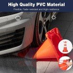 COSTWAY 6 Pack Traffic Cones, High Visibility Orange Road Safety Cones with Reflective Collars and Safety Vest, Self Weighted PVC Construction Cones for Driving Training Parking