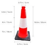 50CM Traffic Cone - Orange | PVC Road Safety Cone with Weighted Base | High Visibility Reflective Street Cone | Portable Wind Resistant Traffic Cone with Black Base