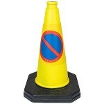 460mm 1-Piece High "No Waiting" Traffic Cones in Yellow - Strong and Durable Outdoor Cones with Very Low Centre of Gravity - U.K Made Safety Cones