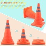 Traffic Cones,ERKOON 4 Pack 18'' Orange Collapsible Orange Safety Cone/Multi Purpose Pop up Reflective Safety Cone,Driving Cones for Training,Parking Cones (Deep Orange)