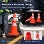 COSTWAY 6 Pack Traffic Cones, High Visibility Orange Road Safety Cones with Reflective Collars and Safety Vest, Self Weighted PVC Construction Cones for Driving Training Parking