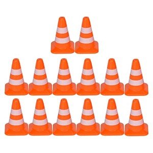 Toddmomy 14Pcs Traffic Road Cones Traffic Signs Toys Roadblocks Pretend Play Toys Miniature Traffic Cones for Sand Table Engineering Construction