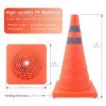 Traffic Cones,ERKOON 4 Pack 18'' Orange Collapsible Orange Safety Cone/Multi Purpose Pop up Reflective Safety Cone,Driving Cones for Training,Parking Cones (Deep Orange)