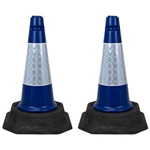 Street Solutions UK - 2 x 460mm Tall Traffic Cones Reflective Sleeve For Indoor And Outdoor Usage, Self Weighted Cones Are Manufactured In The UK Blue