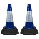Street Solutions UK - 2 x 460mm Tall Traffic Cones Reflective Sleeve For Indoor And Outdoor Usage, Self Weighted Cones Are Manufactured In The UK Blue