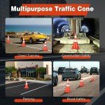 COSTWAY 6 Pack Traffic Cones, High Visibility Orange Road Safety Cones with Reflective Collars and Safety Vest, Self Weighted PVC Construction Cones for Driving Training Parking