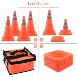 Traffic Cones,ERKOON 4 Pack 18'' Orange Collapsible Orange Safety Cone/Multi Purpose Pop up Reflective Safety Cone,Driving Cones for Training,Parking Cones (Deep Orange)
